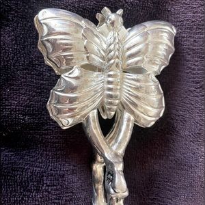 Vintage Godinger Butterfly Salad Dessert tongs silver plated